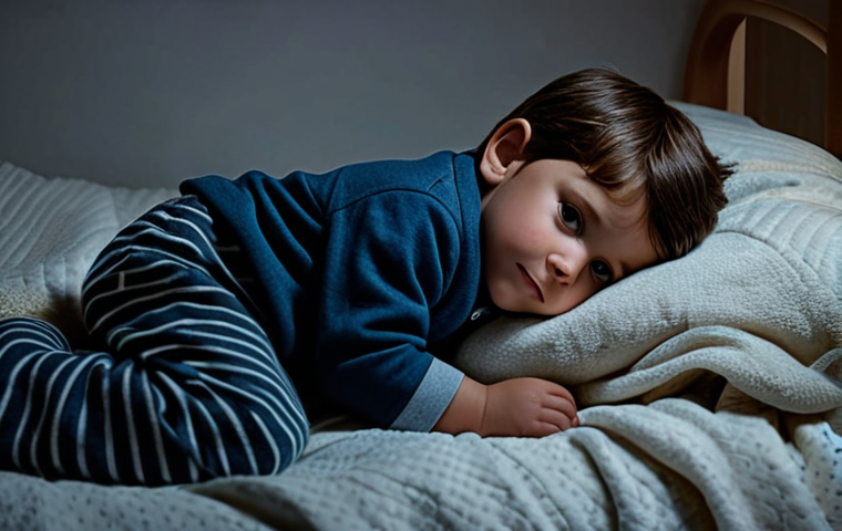 소아과학 기초 - **Prompt:** A young child, fully clothed in modest attire, resting peacefully in a cozy bed with sof...